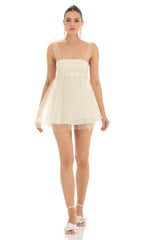 Shoulder Bow Baby Doll Dress in Cream