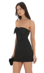 Front Bow Strapless Dress in Black
