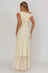 Moonlit Magic Asymmetric Neckline Maxi Dress Light Yellow