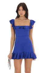Ruffle Mini Dress in Blue