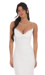 Ruched Cowl Neck Maxi Dress in Teal