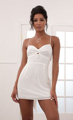 Front Twist Chiffon Dress in White