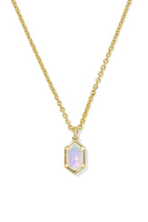 Hallie Gold Short Pendant Necklace Opalite Illusion