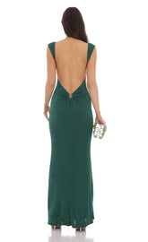 Open Back Maxi Dress in Green