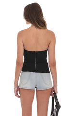 Strapless Buckle Top in Black