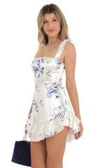 Floral Ruffle Dress in White