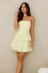 Morningside Embroidered Mini Dress Yellow