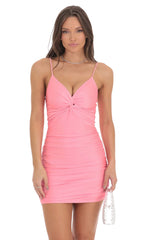 Front Twist Dress in Baby Pink