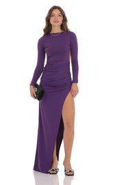 Open Back Maxi Dress in Purple