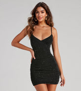 Glow Getter Glitter Knit Ruched Mini Dress