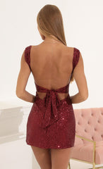 Sequin Bodycon Dress in Red