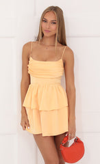 Satin Ruffle Dress in Orange