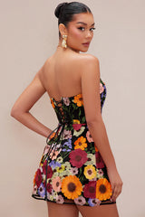 Marcella Embroidered A-Line Mini Dress