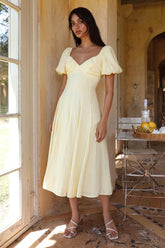 Force of Habit Midi Dress Yellow