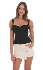 Ruched Flare Top in Black