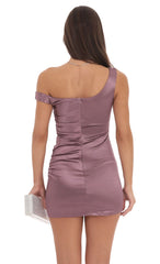 One Off Shoulder Bodycon Dress in Mauve
