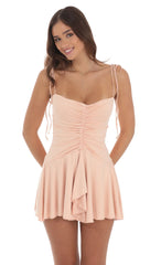 Ruched Dress in Beige