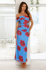 Secret Romance One Shoulder Maxi Dress Blue