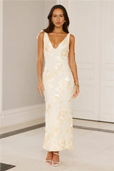 Golden Doll Mesh Maxi Dress Yellow