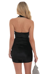 Shimmer Velvet Halter Dress in Black