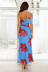 Secret Romance One Shoulder Maxi Dress Blue