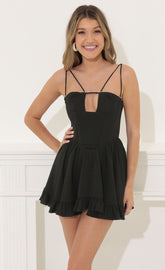 Rhinestone Corset Dress in Black