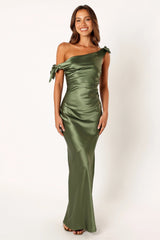 Selma Off Shoulder Maxi Dress - Olive