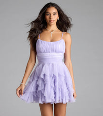 Louisa Ruffle Glitter Skater Short Dress