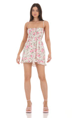 Floral Open Back Dress in White