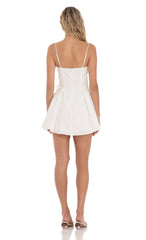Front Bow Side Tie Dress in White