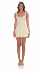Florette Bust Skater Dress in Cream