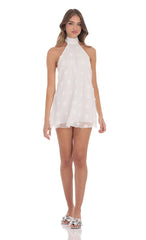Florette Halter Shift Dress in White