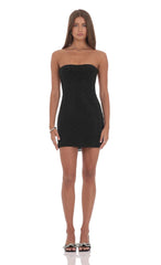 Rhinestone Strapless Dress in Black