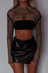 Last Call Fishnet Crop Top Black