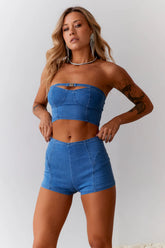 HELLO MOLLY Britney Vibes Denim Crop Blue