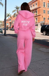 Offstage Cropped Zip Hoodie Bubblegum