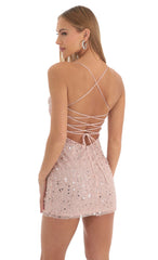 Sequin Beaded Bodycon Dress in Pink