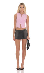 Denim Wrap Skort in Faded Black