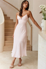 Lake Como Fitted Bodice Cami Strap Midi Dress Blush