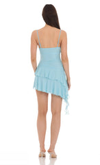 Mesh Tassel Dress in Light Blue