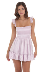 Satin Fit and Flare Dress in Lilac