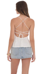 Fit and Flare Strappy Top in White