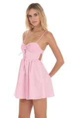 Front Ties A-line Dress in Pink