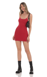 Open Back Bodycon Dress in Red