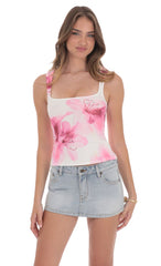 Floral Square Neck Top in White