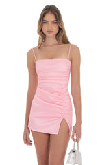 Ruched Bodycon Dress in Pink