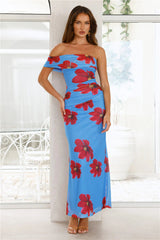 Secret Romance One Shoulder Maxi Dress Blue