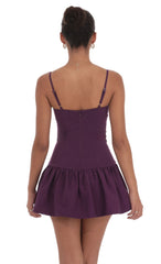 Double Bow Drop Waist Dress in Purple