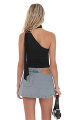 Denim Wrap Skort in Faded Blue