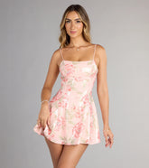 Makenna Floral Sequin A-Line Mini Dress
